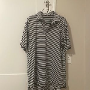 Peter Millar Summer Comfort Performance Navy Striped Golf Polo